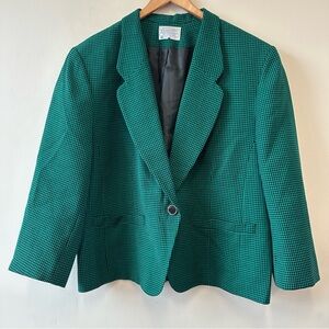 Pendleton 100% Virgin Wool Kelly Green Houndstooth Blazer 20W